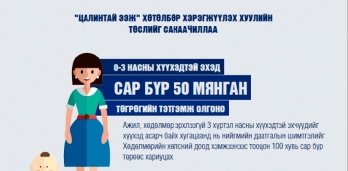 D-petition: "Цалинтай ээж" хөтөлбөрийн 50,000 төгрөгийг нэмэх талаар санал авч байна